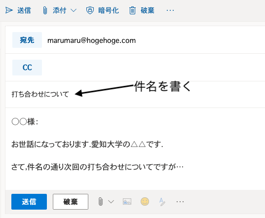 メールの例